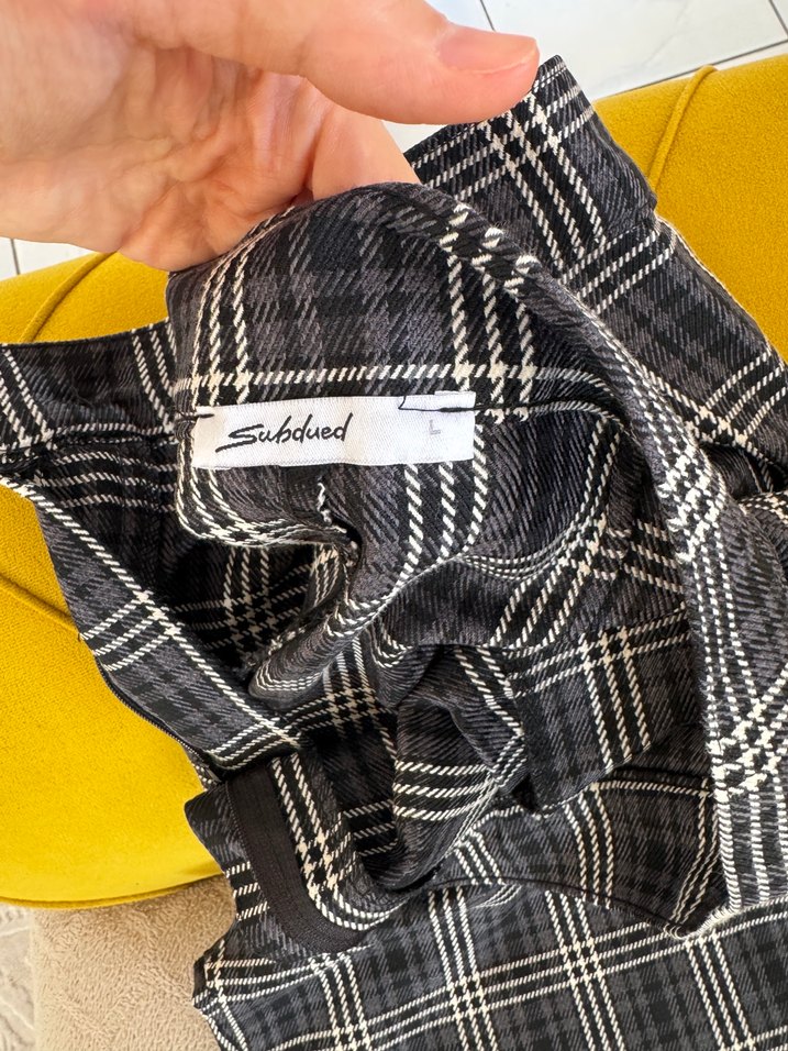 Gri Ekose Pileli Kadın Kumaş Pantolon - Görsel 2