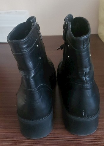 39 Beden Siyah Deri Gotik Kadın Botları hotic