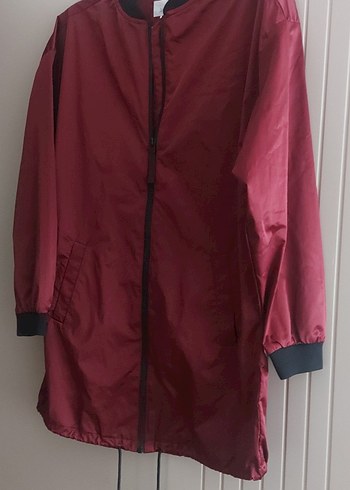 Bordo Midi Boy Kadın Yağmurluk - Görsel 2