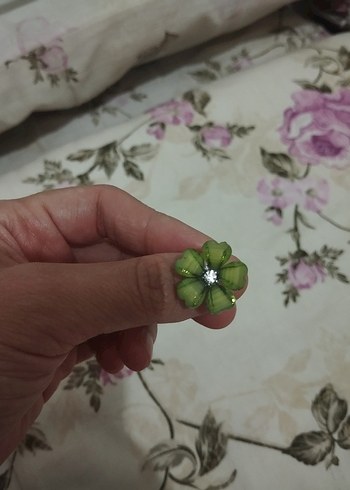 Yeşil Çiçek Desenli Bohem  Yüzük - Görsel 3