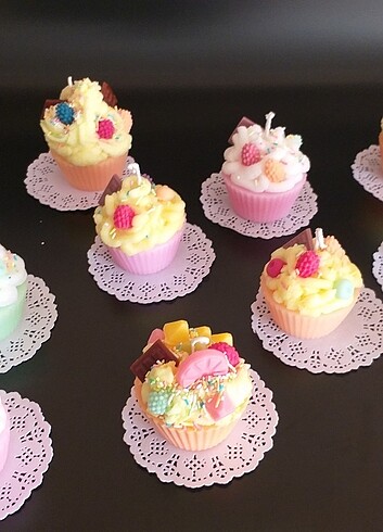 Meyveli çikolatalı cupcake mumu  pembe - Görsel 8