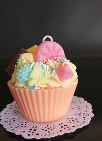 Somon çoklu Meyvi çikolatalı cupcake mumu hediyelik dekoratif  - Görsel 3