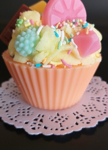Somon çoklu Meyvi çikolatalı cupcake mumu hediyelik dekoratif  - Görsel 4