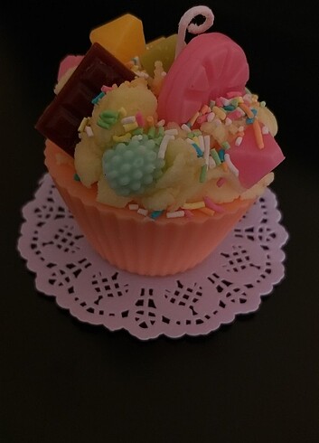 Somon çoklu Meyvi çikolatalı cupcake mumu hediyelik dekoratif  - Görsel 9