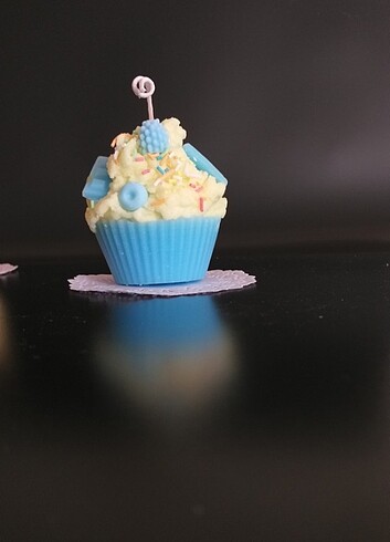 Açık mavi çoklu Meyvi çikolatalı cupcake mumu hediyelik dekorati - Görsel 7