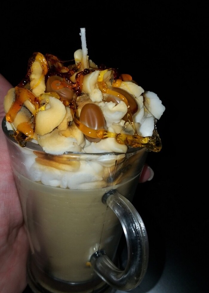 Kahve kokulu late kremalı kahveli mumu - Görsel 2