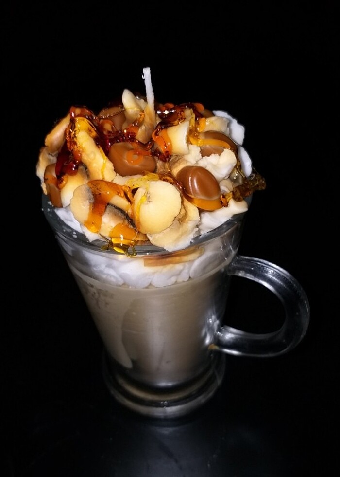 Kahve kokulu late kremalı kahveli mumu - Görsel 3