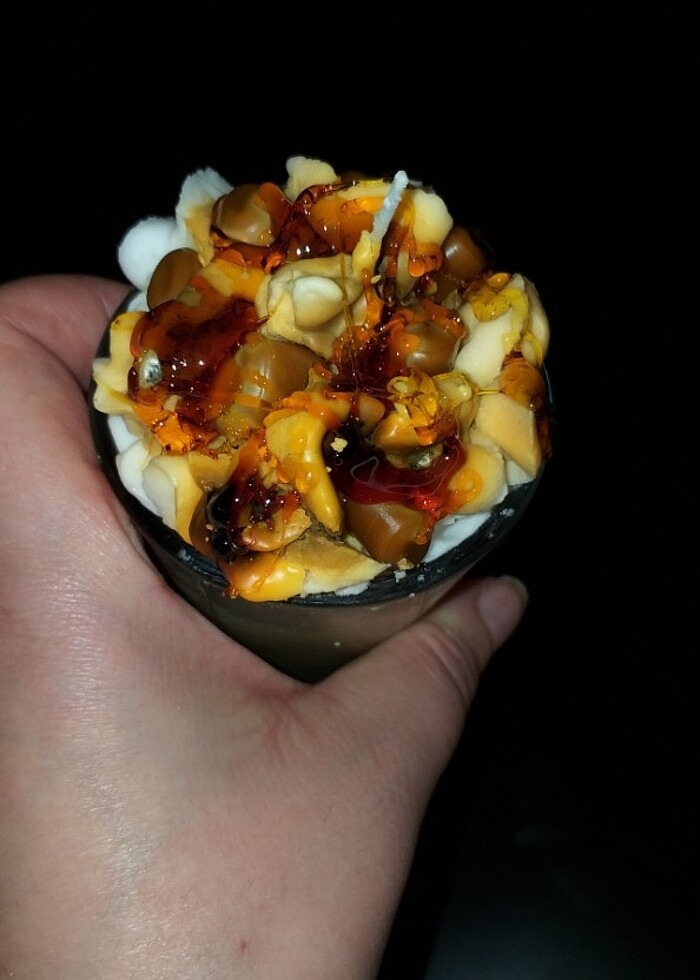 Kahve kokulu late kremalı kahveli mumu - Görsel 5