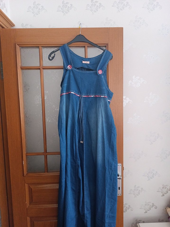 Kadın Lacivert Kot Uzun Elbise - Görsel 3