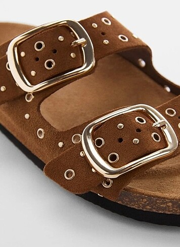 39 Beden kahverengi Renk Mango sıfır etiketli terlik sandalet