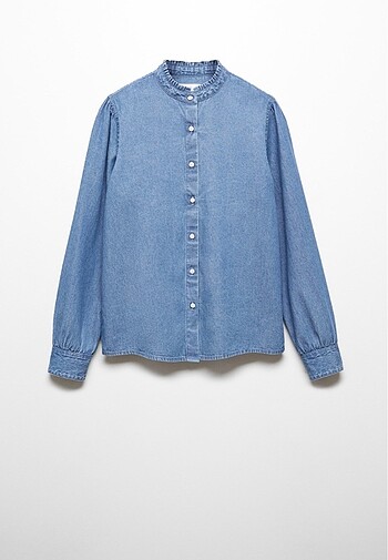 Mango sıfır etiketli pamuklu denim gömlek