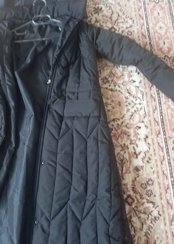 LC Waikiki Siyah Uzun Kadın Mont Kapitone Desenli