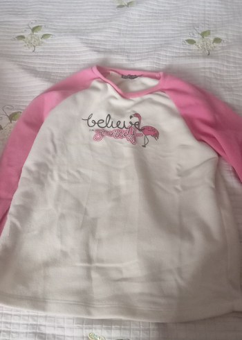 Pembe Uzun Kollu Kız Tişörtü Payetli