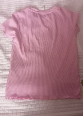 Standart Beden Beden Kız Çocuk Pembe Kısa Kollu Fitted Tişört