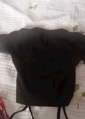s Beden Kısa Kollu Siyah Crop Top