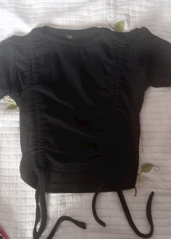 Kısa Kollu Siyah Crop Top