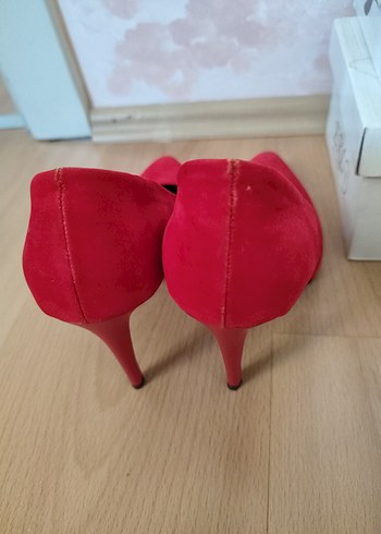 Klasik Kırmızı Süet Stiletto Kadın Ayakkabı - Görsel 6