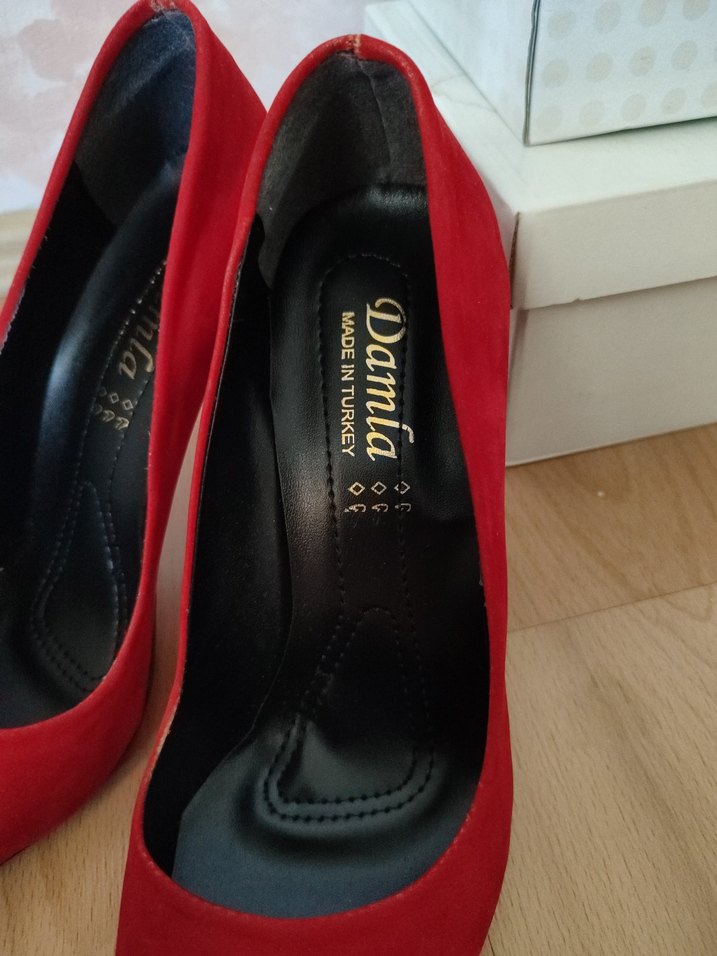 Klasik Kırmızı Süet Stiletto Kadın Ayakkabı - Görsel 3