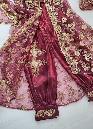 44 Beden Bordo bindallı kaftan SIFIR ÜRÜN