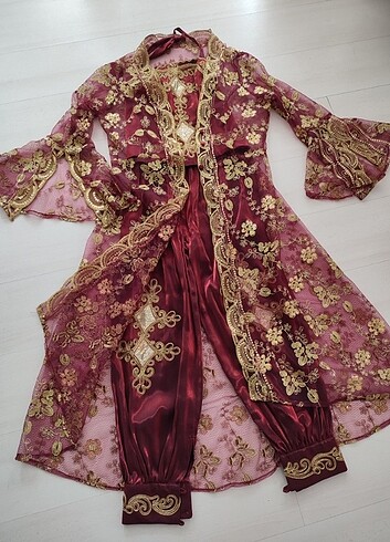 Bordo bindallı kaftan SIFIR ÜRÜN