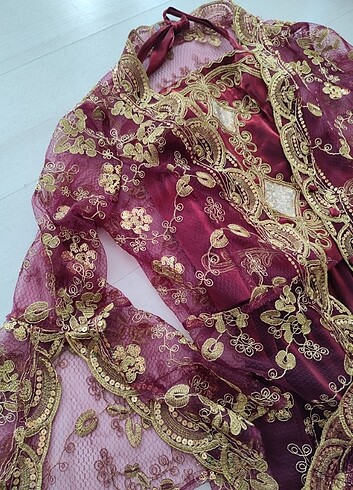 44 Beden bordo Renk Bordo bindallı kaftan SIFIR ÜRÜN