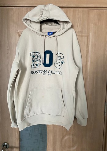 Beyaz Baskılı Kadın Kapüşonlu Sweatshirt - Görsel 2