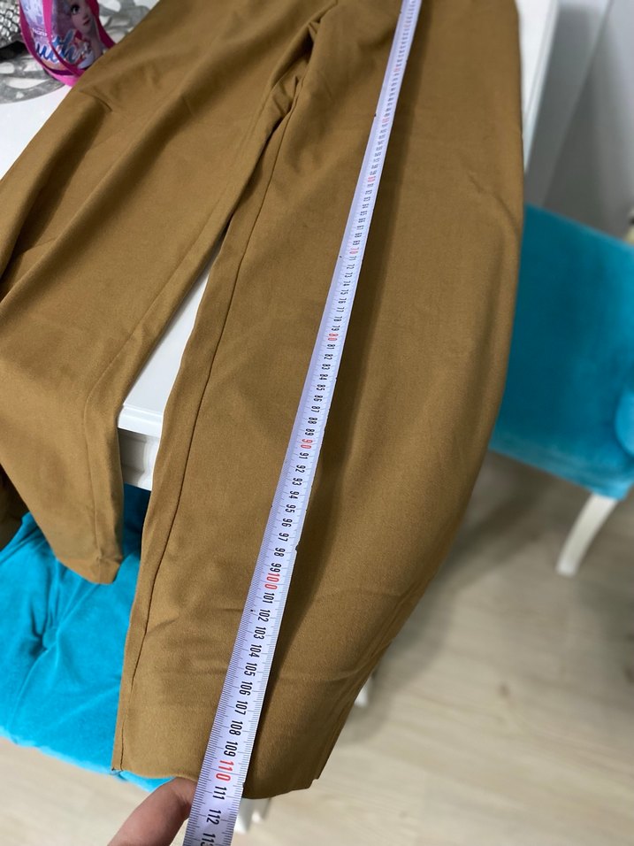 Beli Kuşaklı Bej  Kadın Kumaş Pantolon - Görsel 4