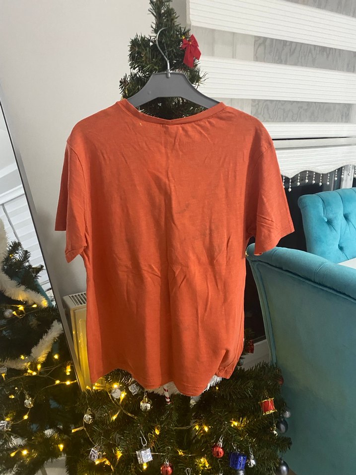 Turuncu  Erkek Çocuk Keten Tişört - Görsel 3