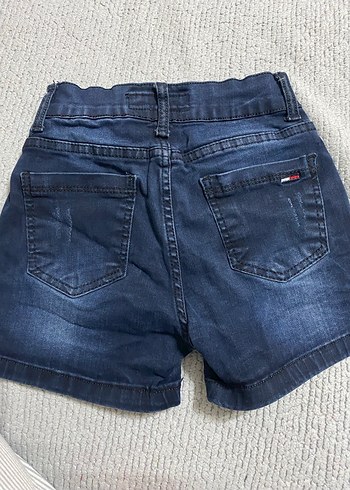 Erkek Koyu Mavi Düğmeli Denim Şort - Görsel 4