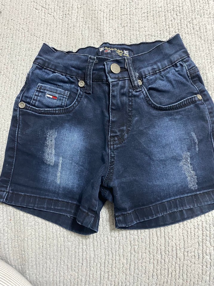 Erkek Koyu Mavi Düğmeli Denim Şort - Görsel 3