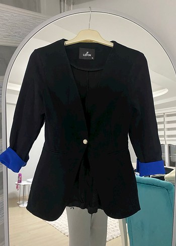 Düğmeli Lacivert Kadın Blazer Ceket - Görsel 4