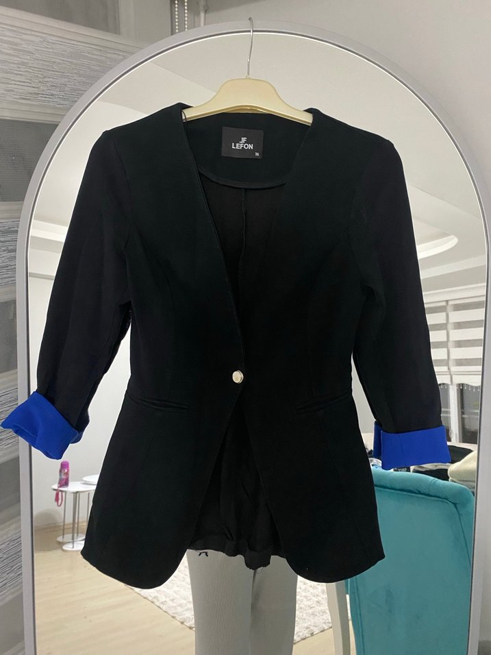 Düğmeli Lacivert Kadın Blazer Ceket - Görsel 4