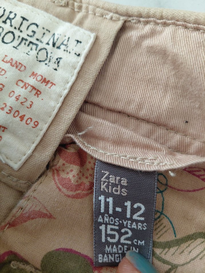 Zara 11 12 yas Bej Bol Kesim Kemerli Street Pantolon - Görsel 5