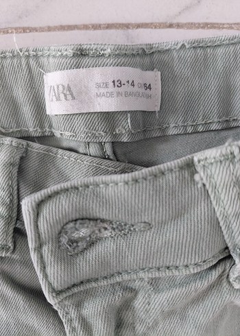 Zara 13 14 yas suyeşili kot sort - Görsel 3