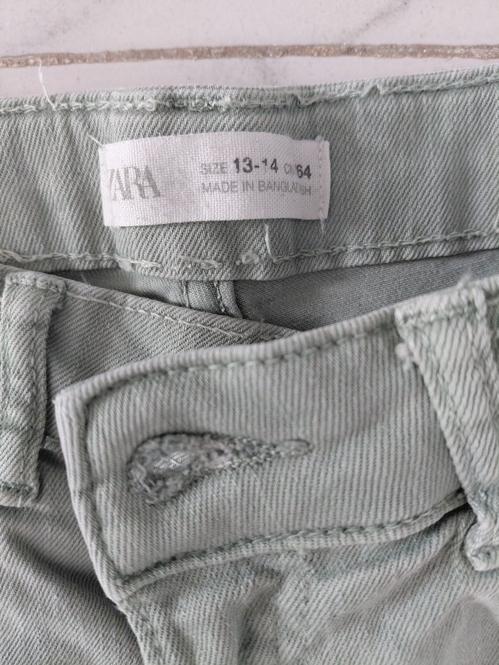 Zara 13 14 yas suyeşili kot sort - Görsel 3
