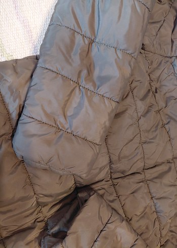 Gri Fermuarlı içi  polarli Kışlık mont - Görsel 4