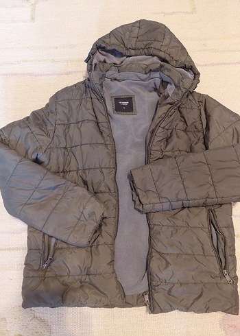 Gri Fermuarlı içi  polarli Kışlık mont - Görsel 2