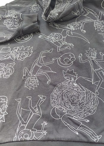 Gri Kapüşonlu Rock Punk Sweatshirt - Görsel 4