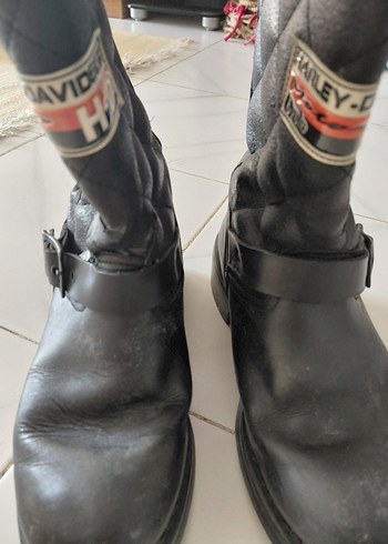 Siyah Kadın Deri Biker Botlar - Görsel 3