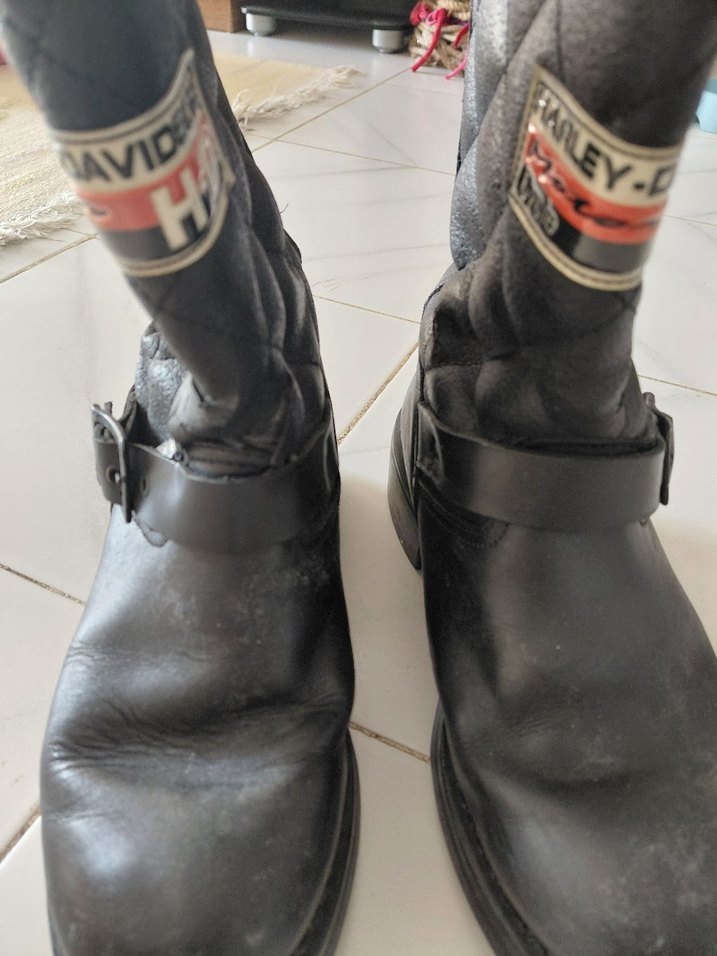 Siyah Kadın Deri Biker Botlar - Görsel 3