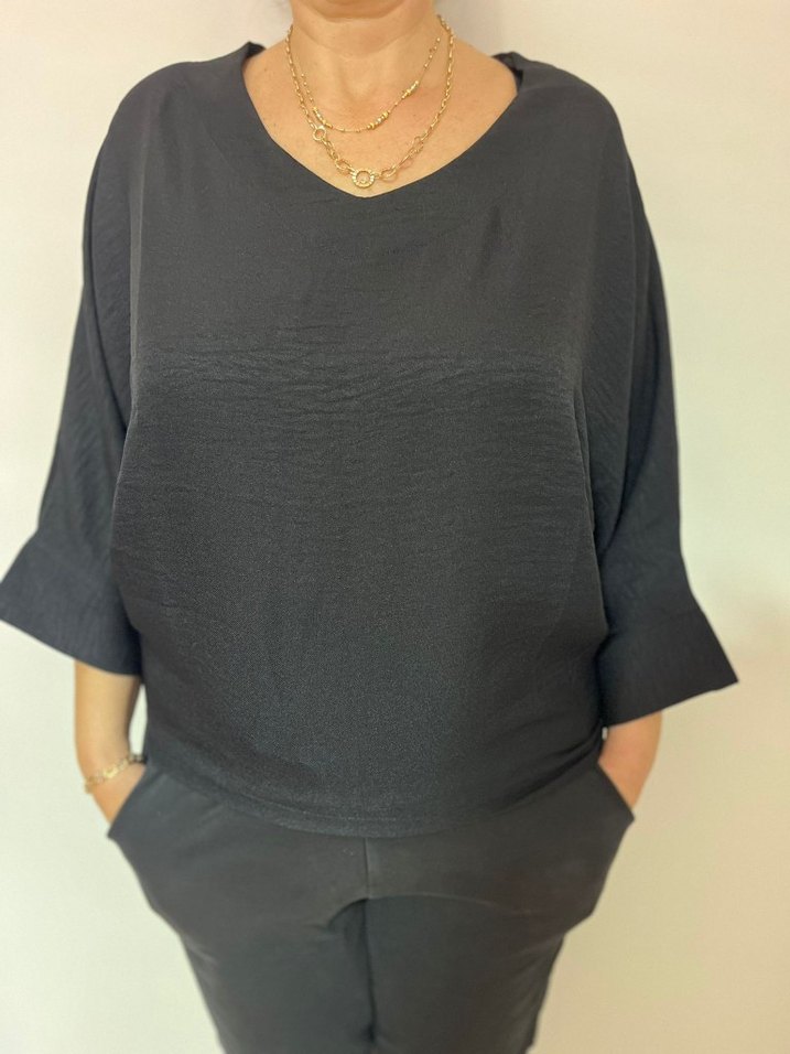 Siyah Kadın Salaş Bluz - Görsel 2