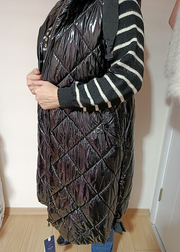 Siyah Uzun Fermuarlı Kadın Yelek - Görsel 3