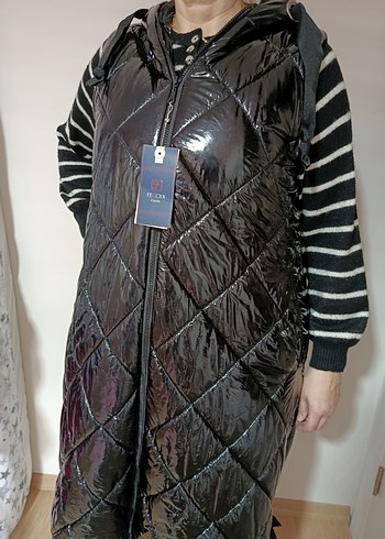 Siyah Uzun Fermuarlı Kadın Yelek - Görsel 5