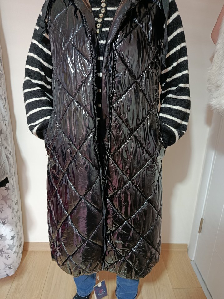 Siyah Uzun Fermuarlı Kadın Yelek - Görsel 2