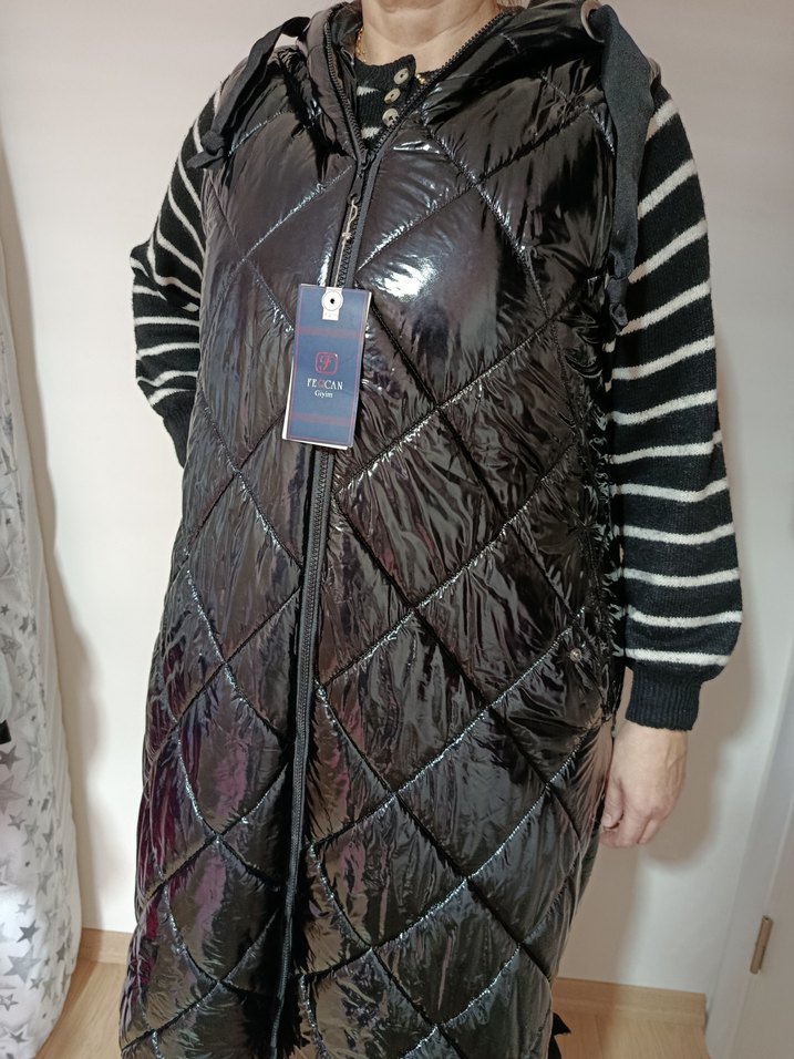 Siyah Uzun Fermuarlı Kadın Yelek - Görsel 5