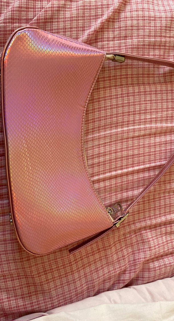 Parlak Pembe Deri Kadın Omuz Çantası - Görsel 3