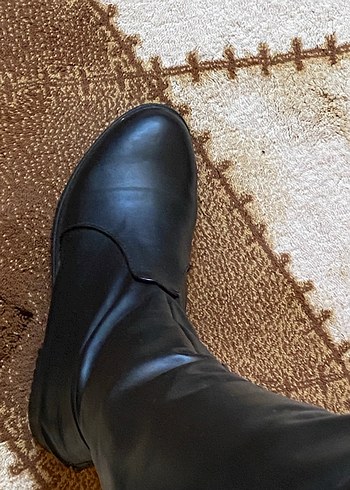 Siyah Deri Dizüstü Kadın Çizme - Görsel 2