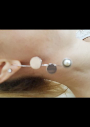 Uzun Beyaz incili gumus küpe  . - Görsel 3