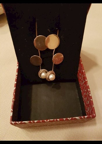 Uzun Beyaz incili gumus küpe  . - Görsel 2