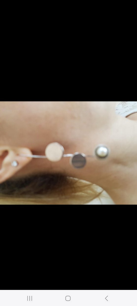 Uzun Beyaz incili gumus küpe  . - Görsel 3